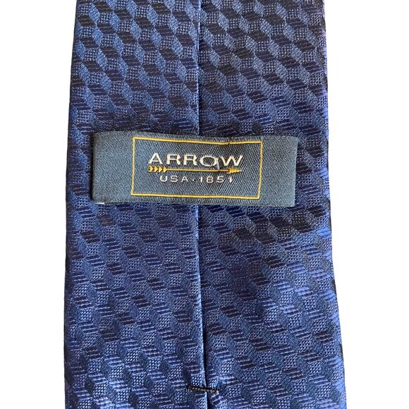 Vintage Arrow Mens Necktie Navy Solid Textured Geometric Corpcore Dad Gift - Picture 5 of 6